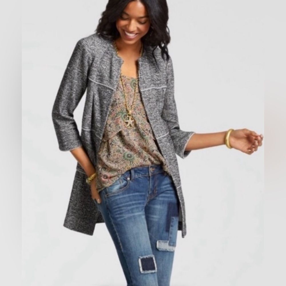 Cabi Womens Small Blazer The Times Jacket Asphalt Black Long Casual Career #5299